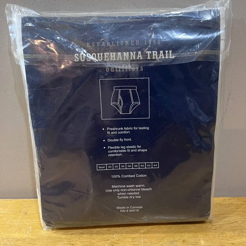 Vtg Susquehanna‎ Trail Outfitters Mens White Briefs 3 Pack 100% Cotton Size 42